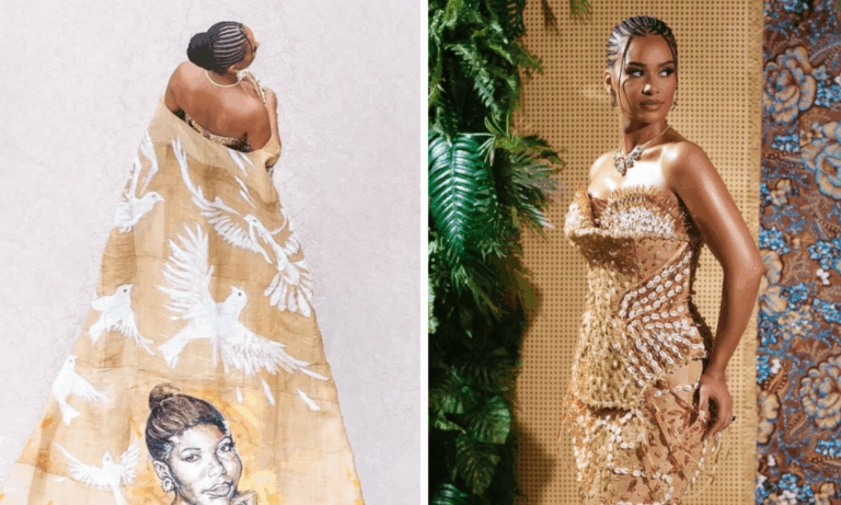 Julia Mbongo’s Raffia Wedding Dress & Cloak Is a Love Letter to Her African Heritage