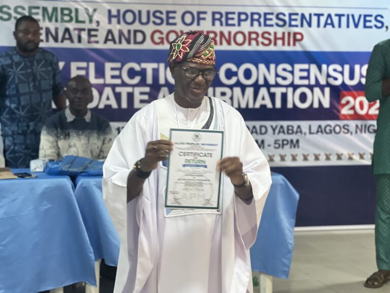 Adeoye affirmed as APM consensus guber candidate, pledges “inclusive prosperity” for Lagosians Adeoye affirmed as APM consensus guber candidate, pledges “inclusive prosperity” for Lagosians