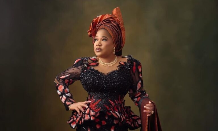 Toyin Abraham Just Gave Us a Black Lace Owambe Look We’re Saving Immediately