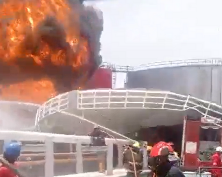 JUST IN: Fire Engulfs Bono Energy Fuel Terminal in Lagos [VIDEO]