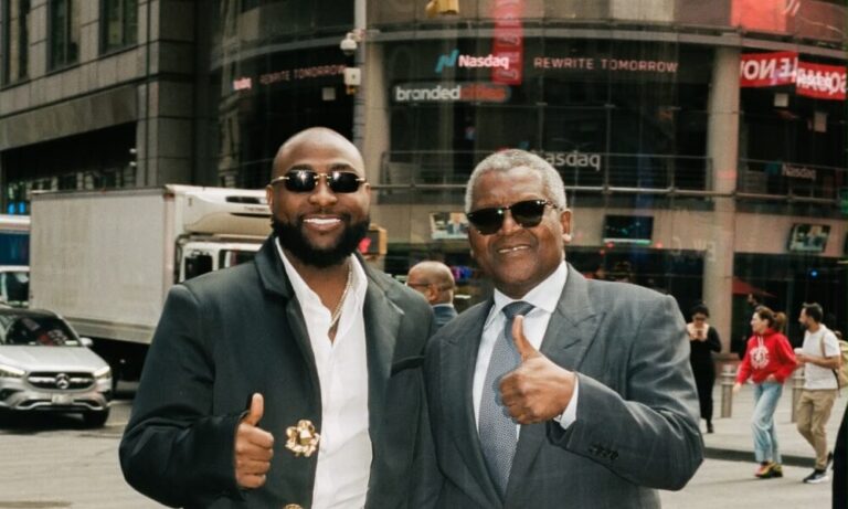 Davido Joins Aliko Dangote in NYC Times Square to Unveil Dangote Refinery Billboard | See Photos